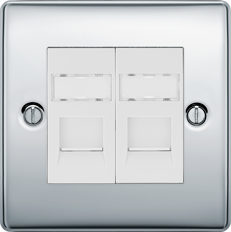BG Electrical Nexus Metal Polished Chrome - Double, RJ45 data socket