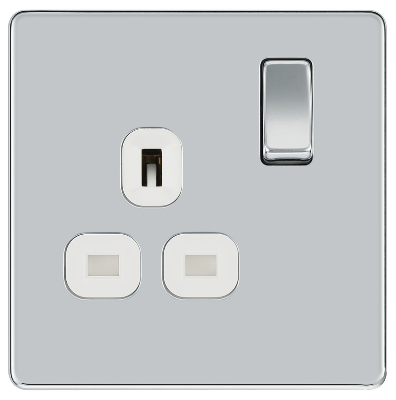 BG Electrical Flatplate Screwless Polished Chrome - Single switched, double pole