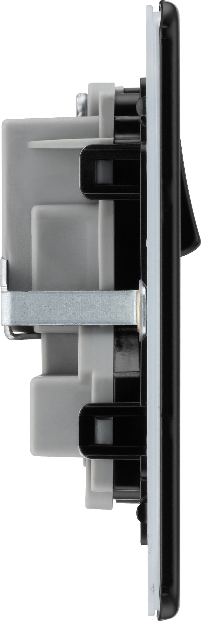 BG Electrical Flatplate Screwless Matt Black - Double switched, double pole