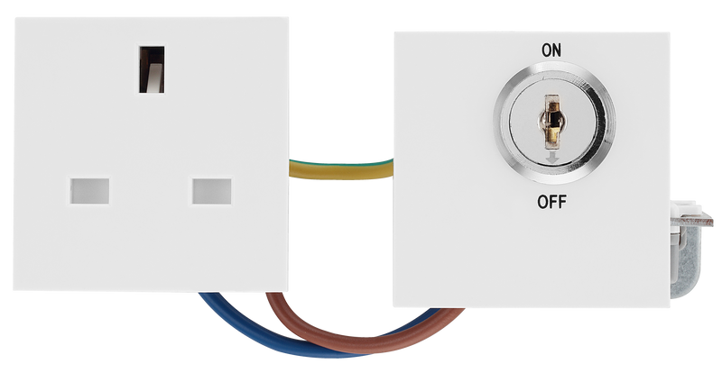 BG Electrical Euro Module - 13A double pole, key controlled socket