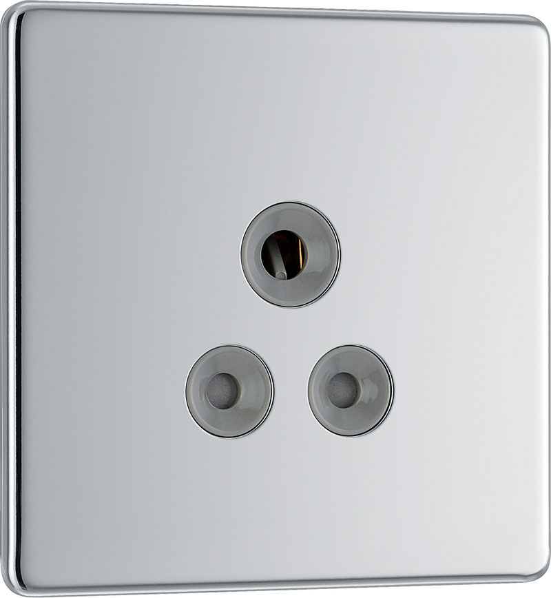 BG Electrical Flatplate Screwless Polished Chrome - 5A, single, unswitched, round pin