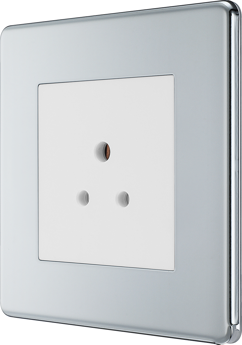 BG Electrical Flatplate Screwless Polished Chrome - 2A, single, unswitched, round pin