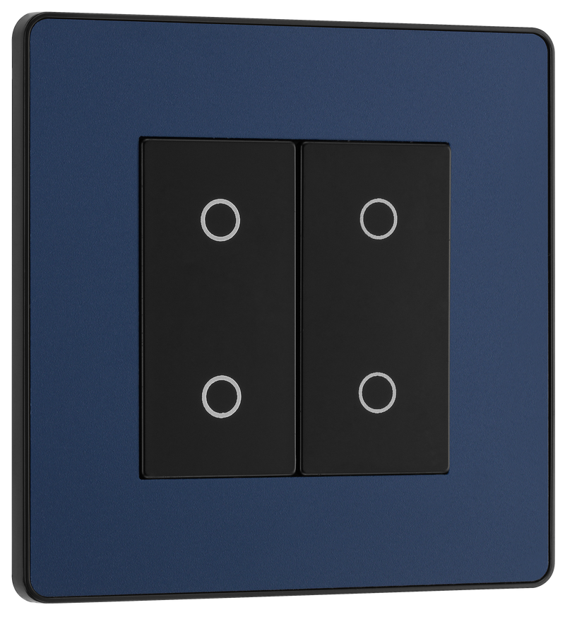 BG Electrical Evolve Matt Blue - Double, 2 way touch, 200W, master