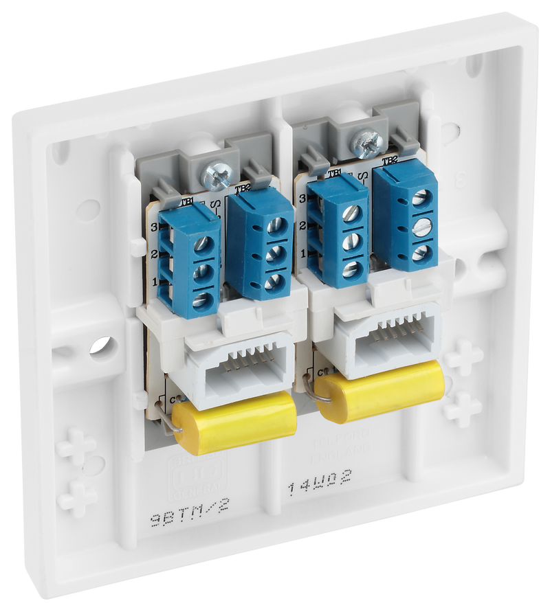 BG Electrical 900 Series - Double, telephone socket, master (screw)