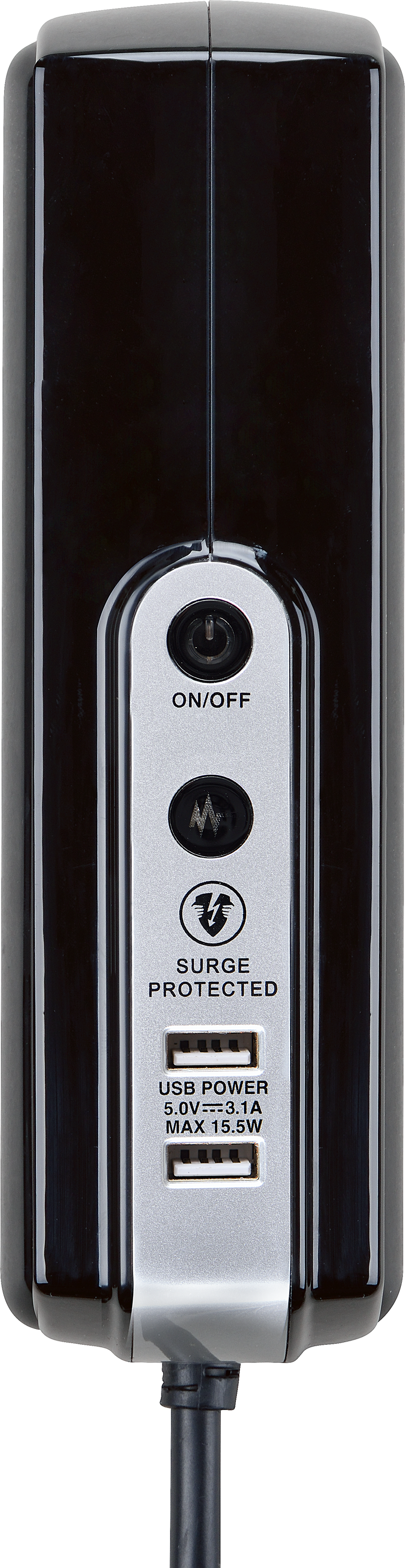 Masterplug High Gloss USB - 2 x USB A, 6 Sockets, 2m, 13A, Gloss Black