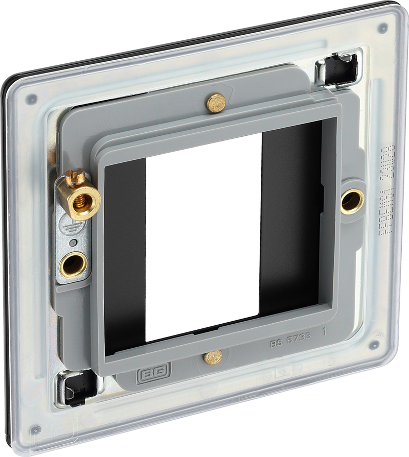 BG Electrical Flatplate Screwless Matt Black - 1 module - square