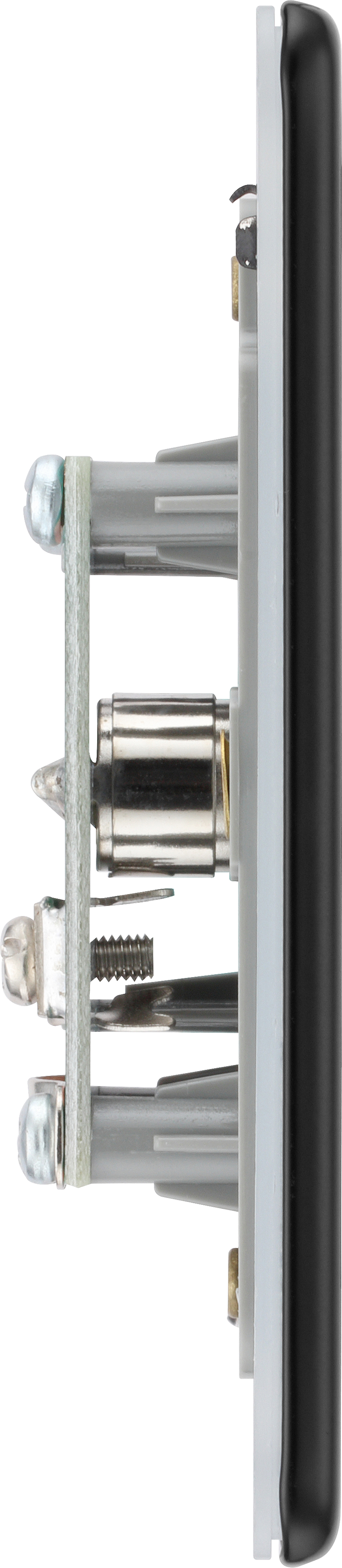 BG Electrical Flatplate Screwless Matt Black - Single, co-axial
