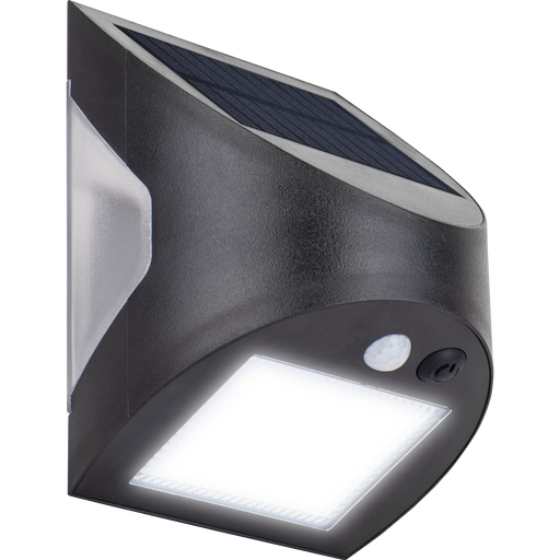 Luceco Prysm Wall Light - Prysm Decorative Outdoor Solar Wall Light with PIR Motion Sensor and USB Charging Port, LED Exterior Lighting, Black, IP54, 6W, 600lm, 4000K