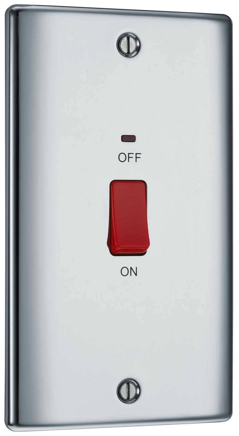 BG Electrical Nexus Metal Polished Chrome - 45A, double pole, large plate, with indicator