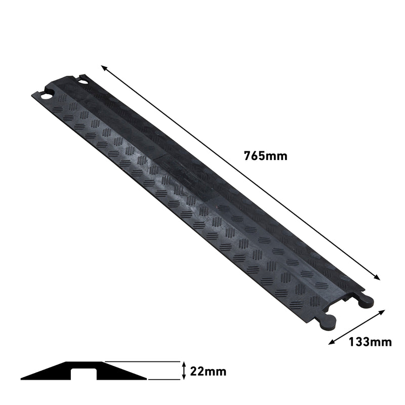 D-Line Floor Cover - Drive Over Cable Protector, Black - 765mm Length, Cavity 38x12mm
