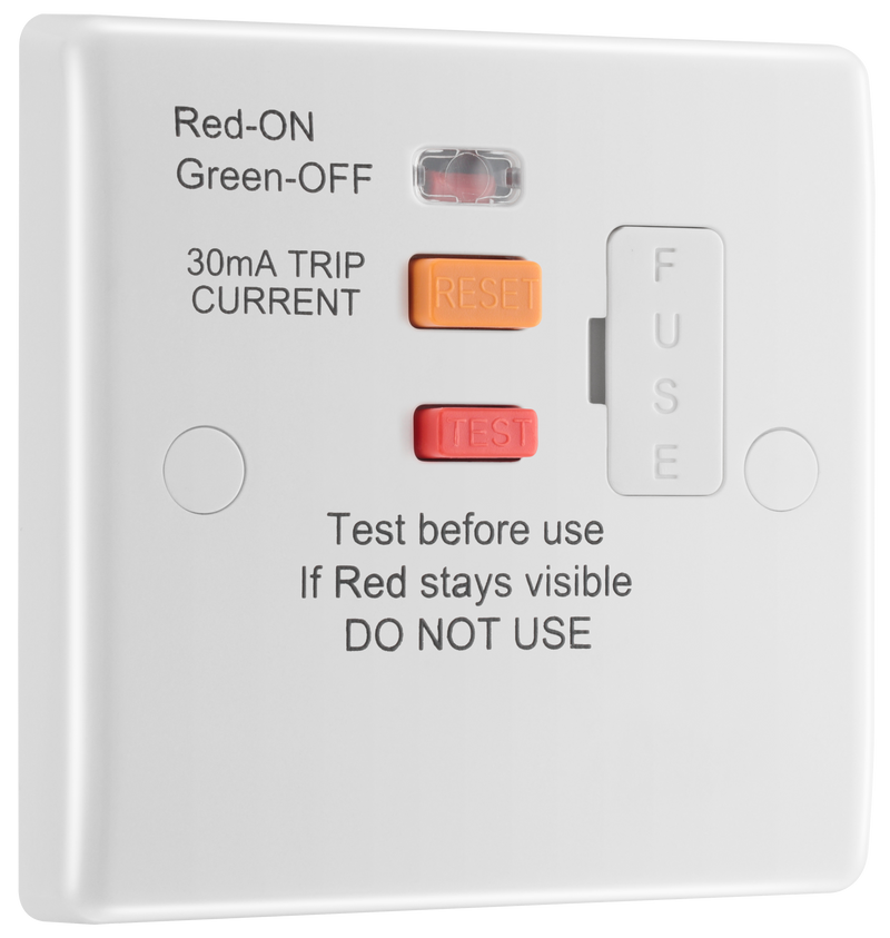 BG Electrical 800 Series - Fused unswitched,with Type A RCD and flex outlet