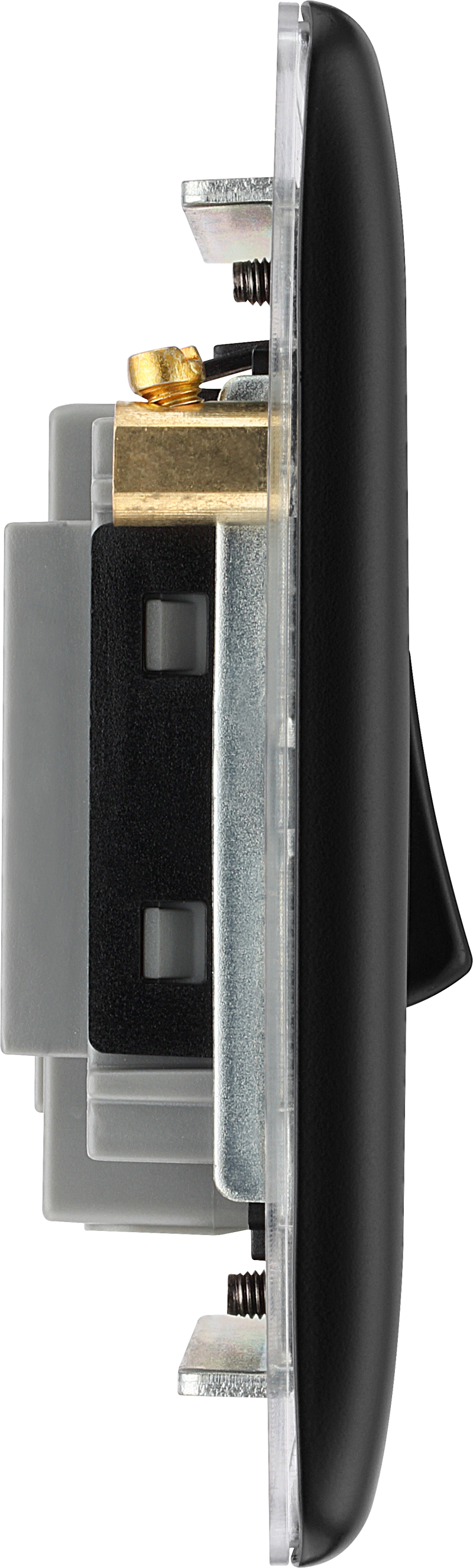 BG Electrical Nexus Metal Matt Black - 3 pole fan isolator, fused