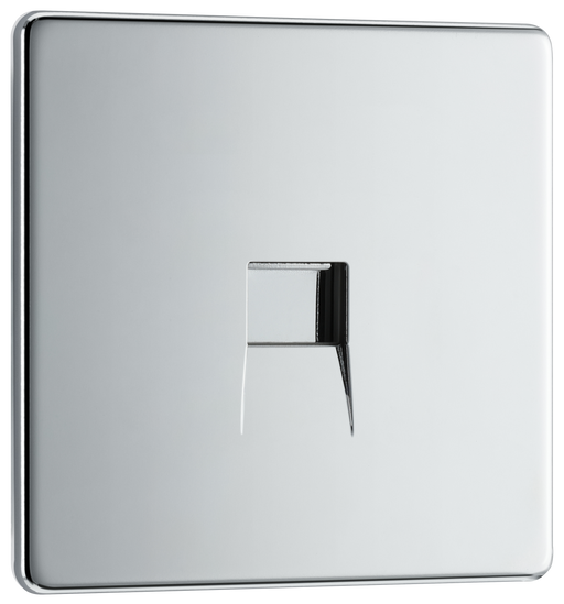 BG Electrical Flatplate Screwless Polished Chrome - Single, telephone socket, secondary
