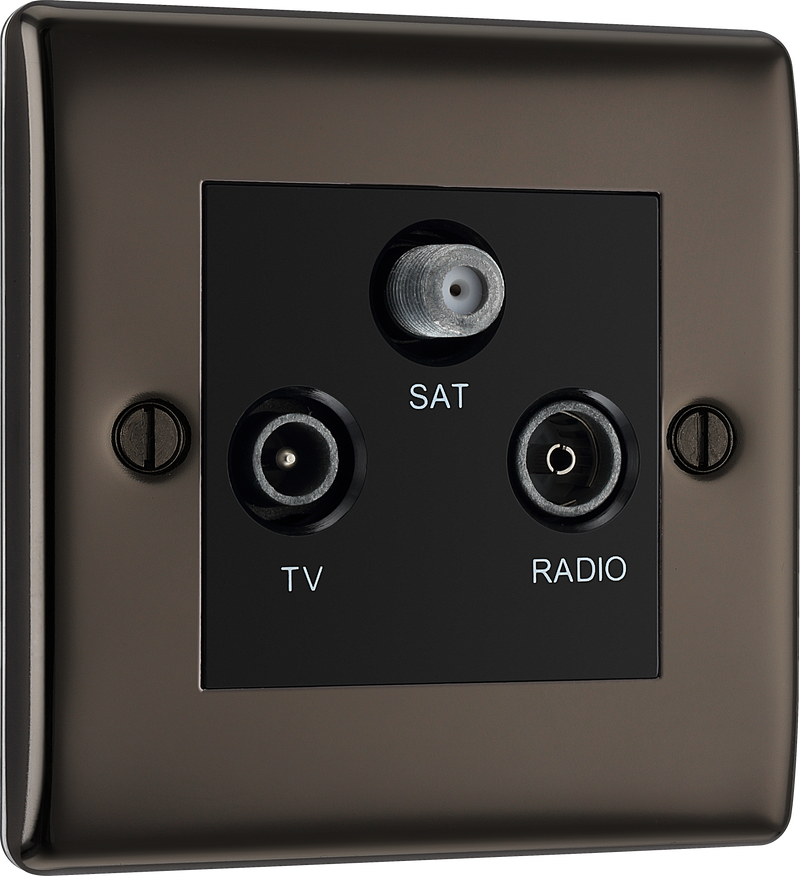 BG Electrical Nexus Metal Black Nickel - Triple TV/FM/SAT triplex - screened