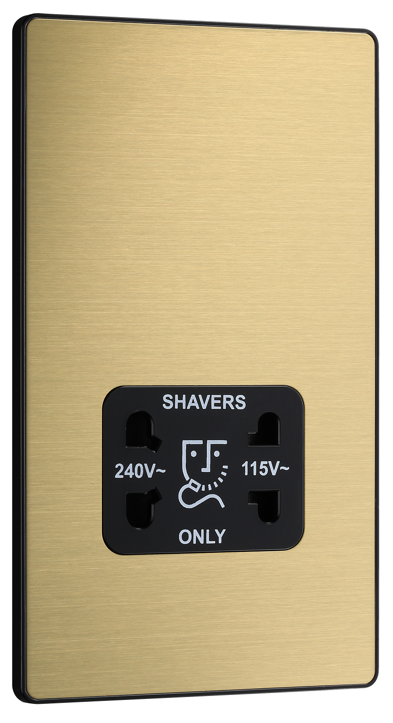 BG Electrical Evolve Satin Brass - 115/240V dual voltage shaver socket