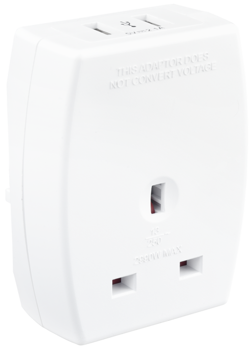 Masterplug Travel - 2 x USB A, White
