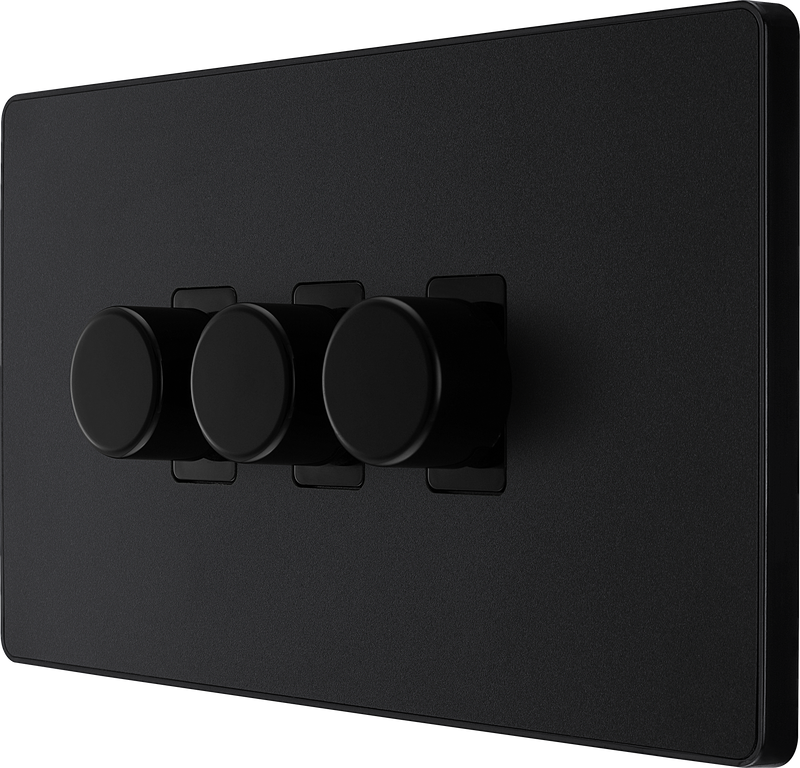 BG Electrical Evolve Matt Black - Triple, 2 way push 200W