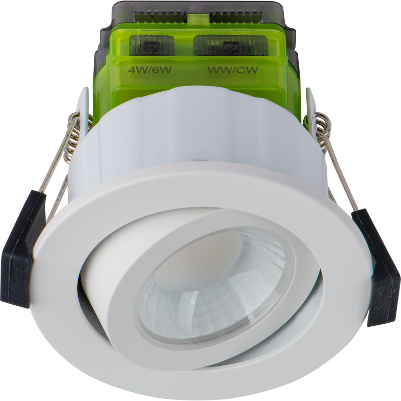 Luceco Ftype MK2 - FType Mk2 Fire Rated Downlight 4W/6W 690lm Power Change & CCT Change 3000K / 4000K Dim2Warm IP20 White - Adjustable