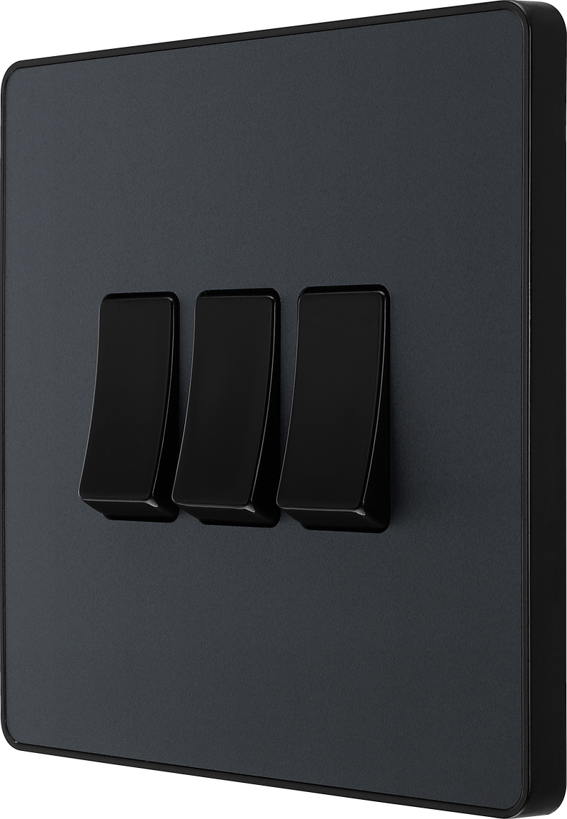 BG Electrical Evolve Matt Grey - Triple, 2 way switch