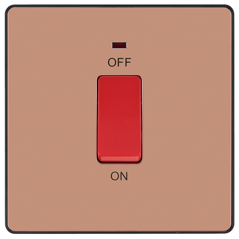 BG Electrical Evolve Polished Copper - 45A, double pole, single plate, with indicator