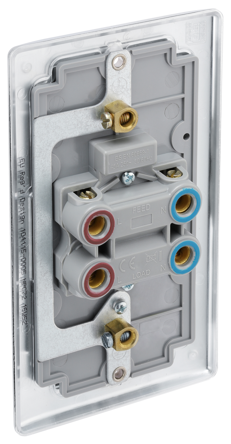 BG Electrical Nexus Metal Polished Chrome - 45A, double pole, large plate, with indicator