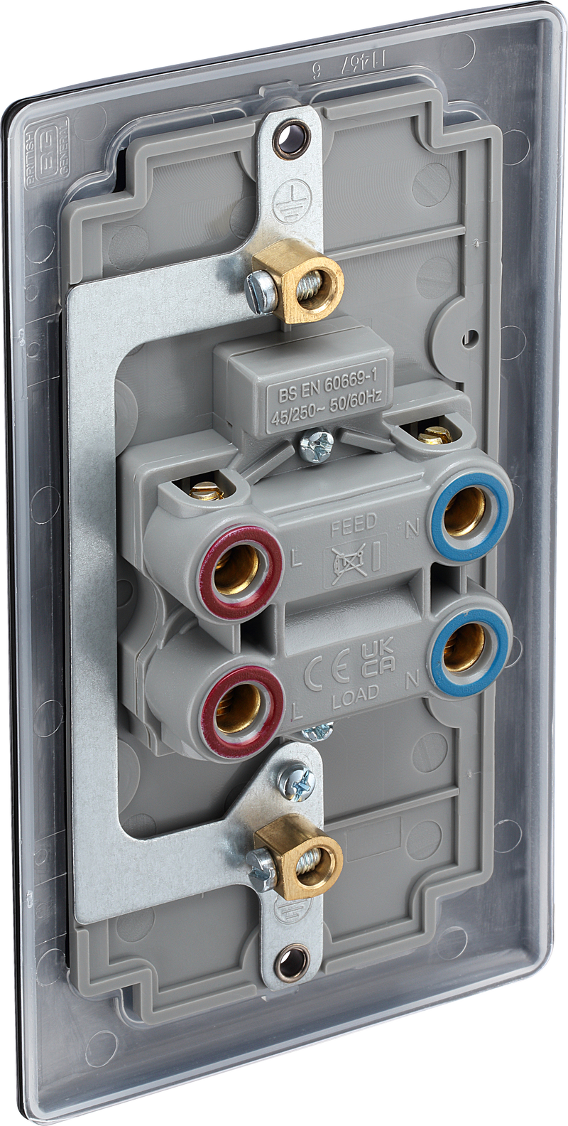 BG Electrical Nexus Metal Matt Black - 45A, double pole, large plate, with indicator
