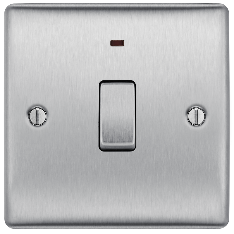BG Electrical Nexus Metal Brushed Steel - 20A, double pole, with indicator