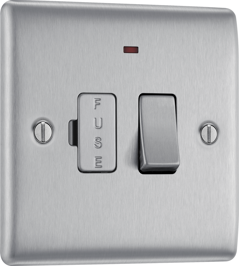 BG Electrical Nexus Metal Brushed Steel - Switched and fused with indicator