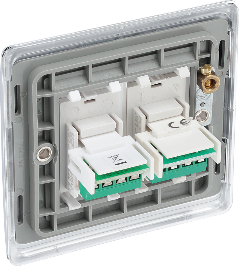 BG Electrical Nexus Metal Polished Chrome - Double, RJ11 telephone socket
