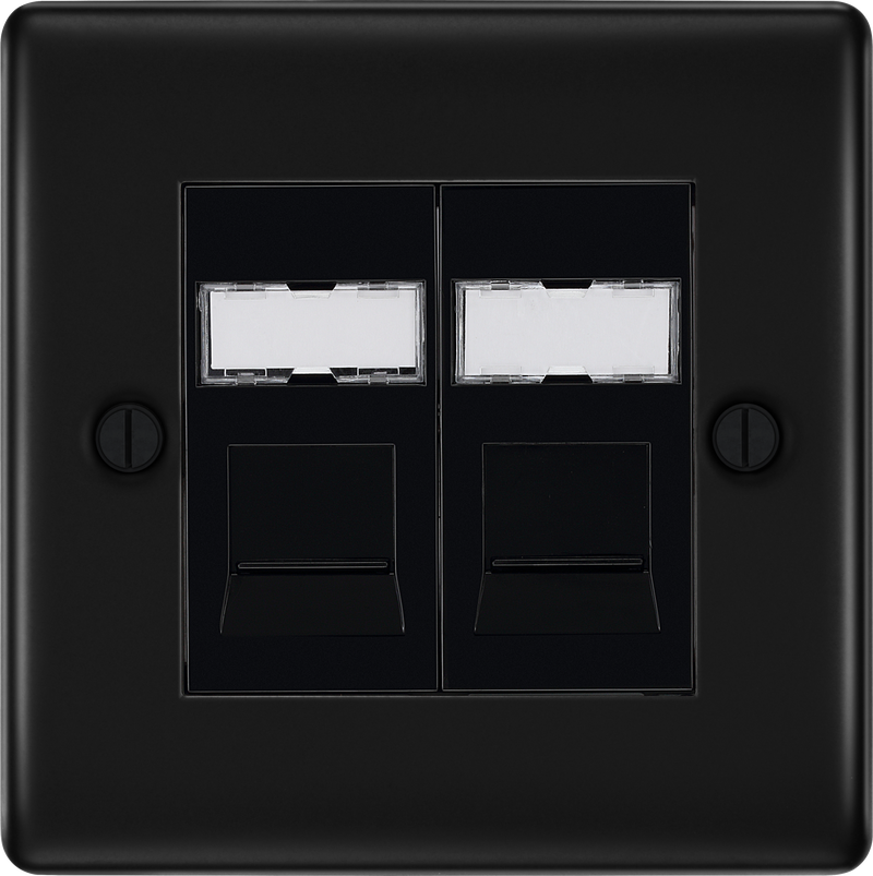 BG Electrical Nexus Metal Matt Black - Double, RJ45 data socket
