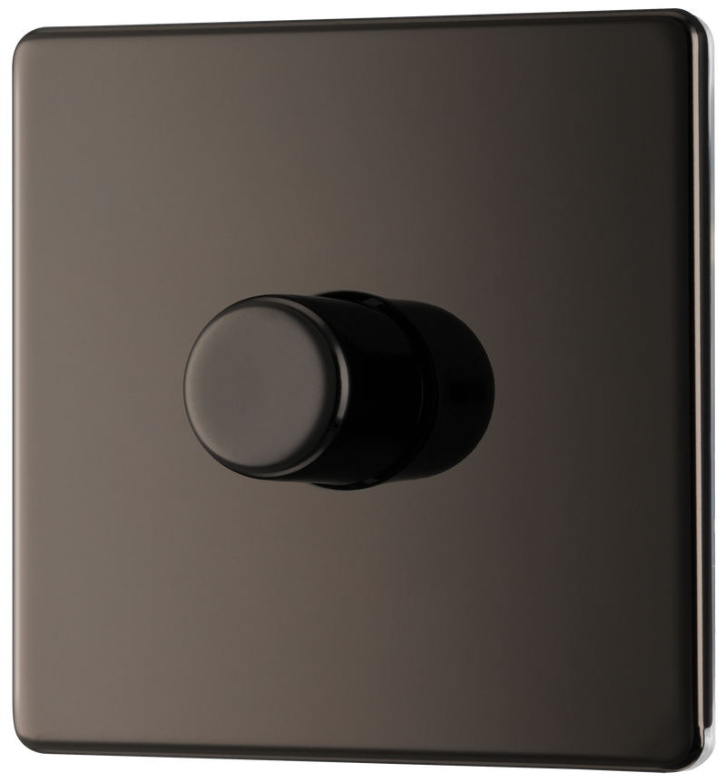 BG Electrical Flatplate Screwless Black Nickel - Single, 2 way push 200W