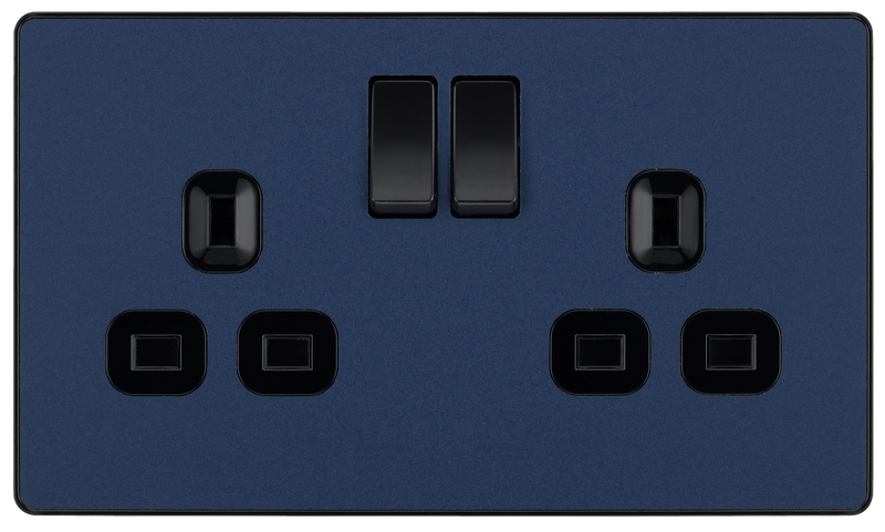 BG Electrical Evolve Matt Blue - Double, switched, single pole