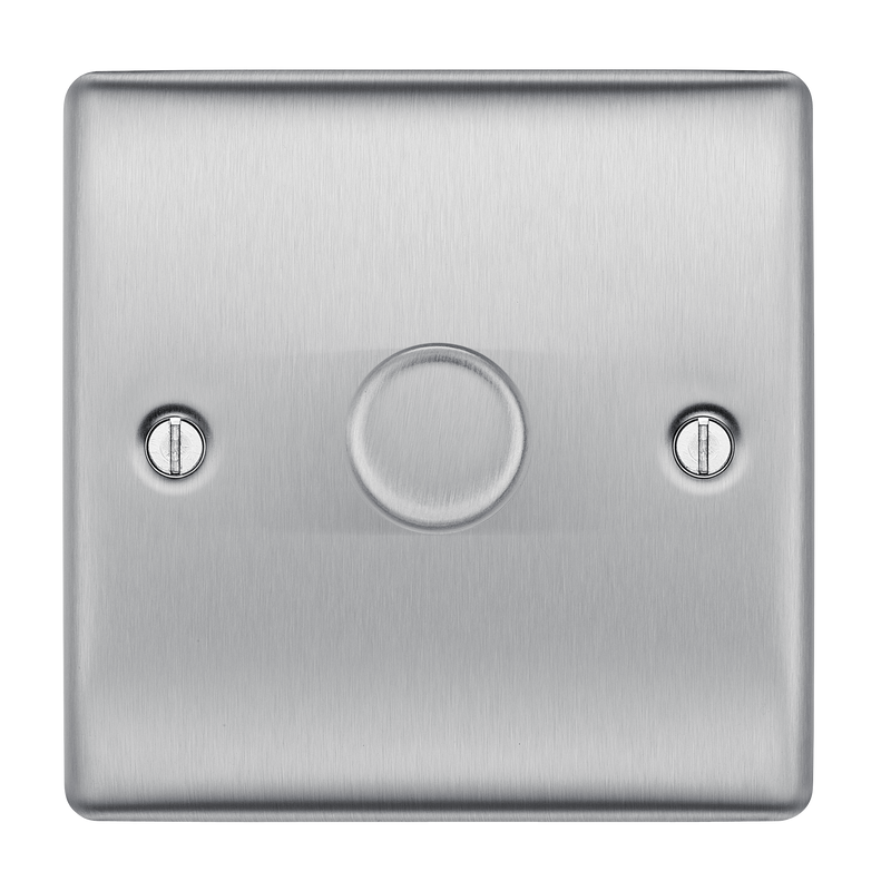 BG Electrical Nexus Metal Brushed Steel - Single, 2 way push 200W