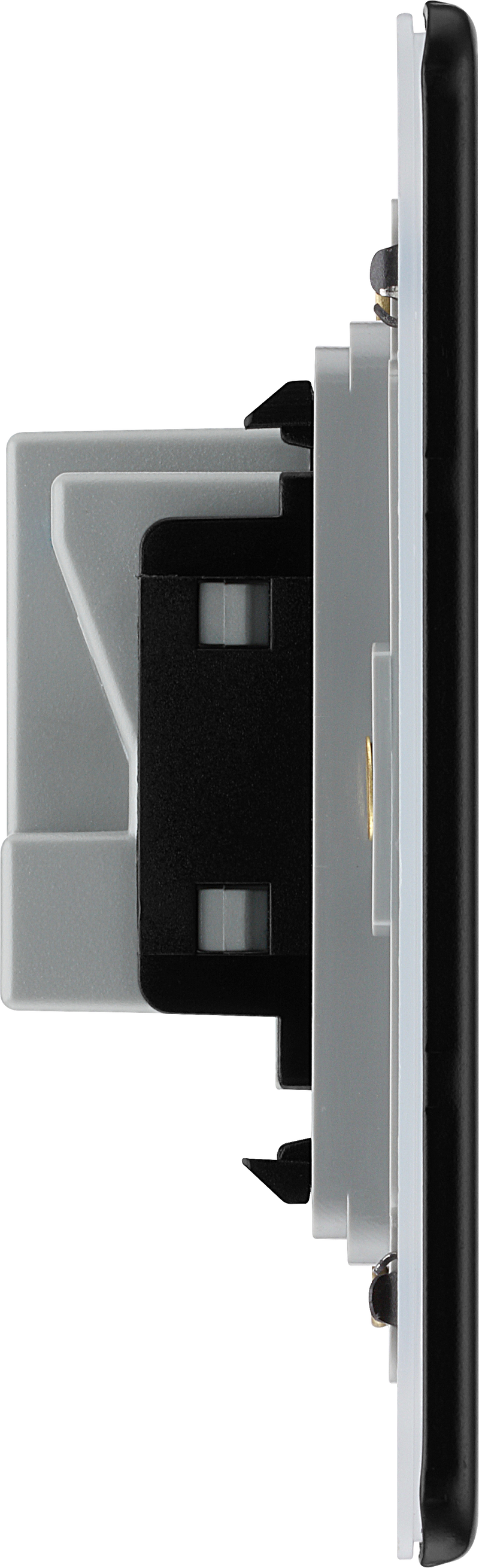 BG Electrical Flatplate Screwless Matt Black - Double unswitched