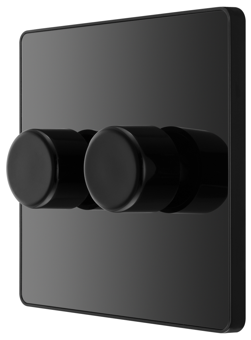 BG Electrical Evolve Black Chrome - Double, 2 way push 200W