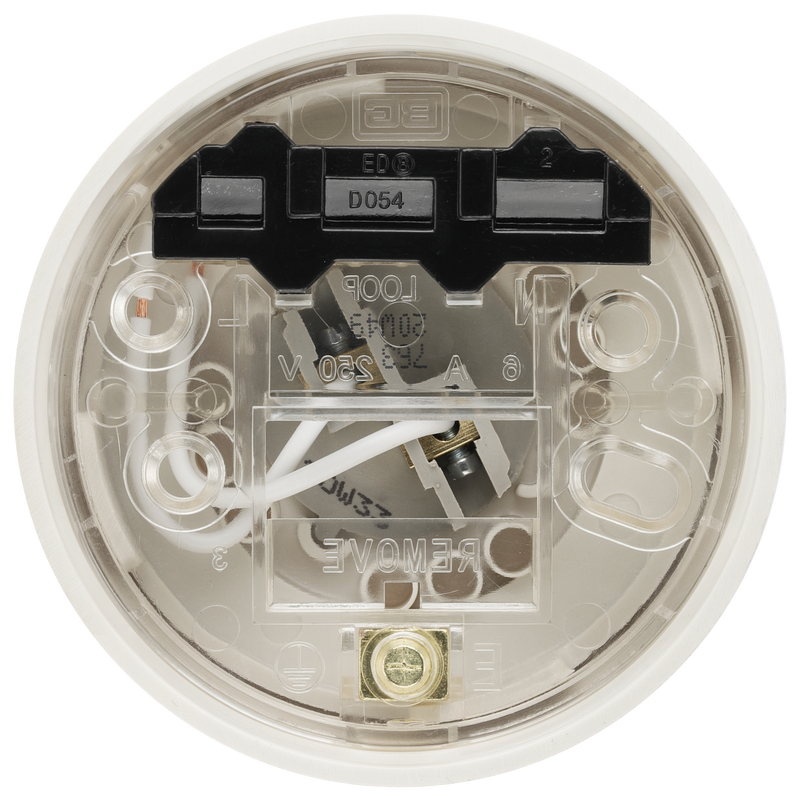 BG Electrical Ceiling Accessories - Enclosed, 2 terminal body, 3 terminals and earth in base, PVC tails, HO skirt