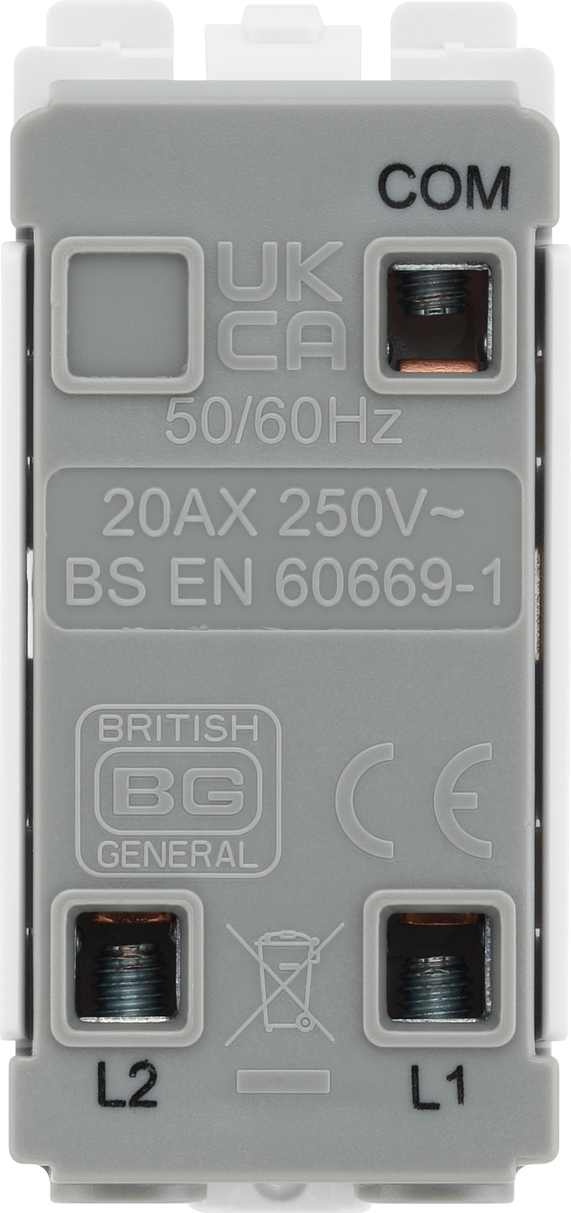BG Electrical Grid - 2 way, single pole, printed EMG LTG TEST (EVOLVE WHITE)