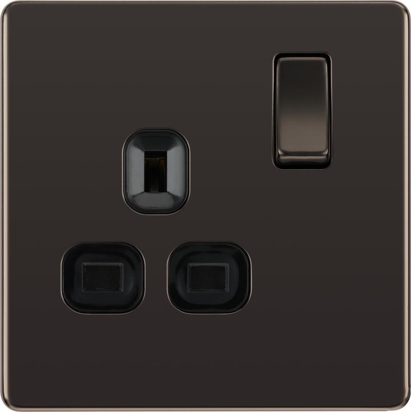 BG Electrical Flatplate Screwless Black Nickel - Single switched, double pole