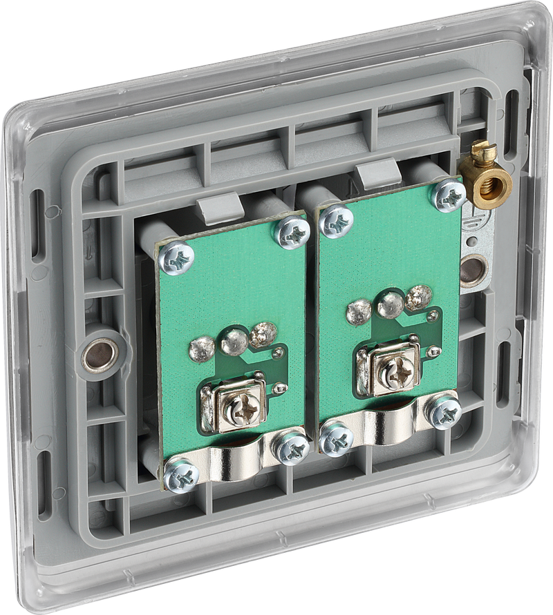 BG Electrical Nexus Metal Brushed Steel - Double, isolated, co-axial