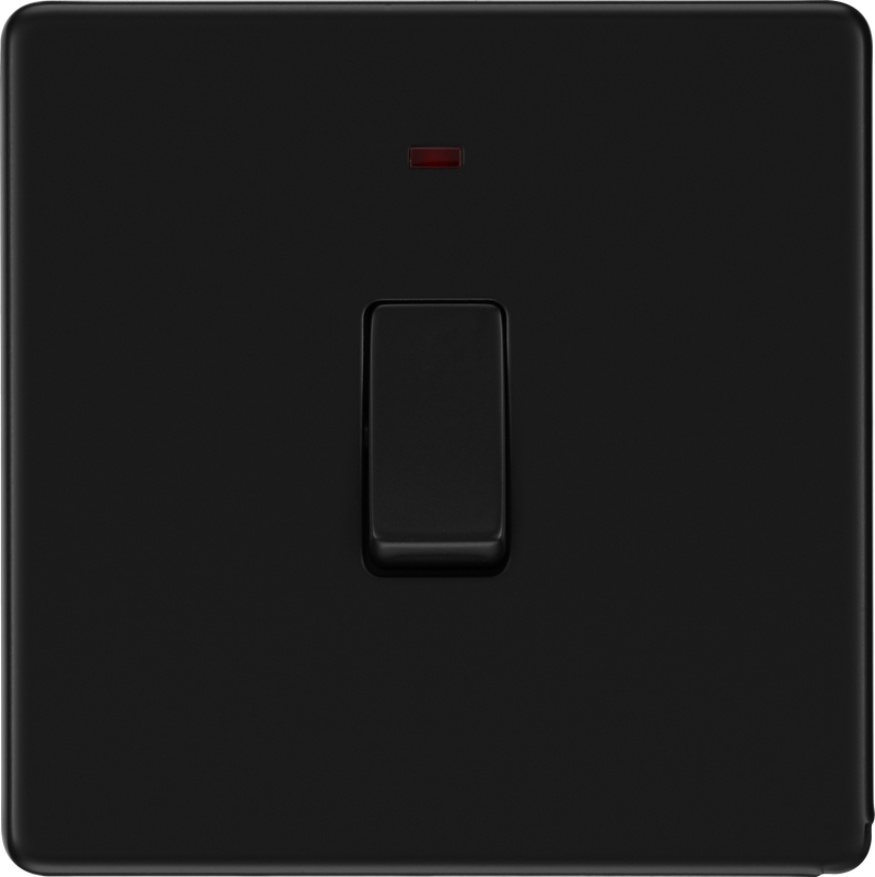 BG Electrical Flatplate Screwless Matt Black - 20A, double pole, with indicator