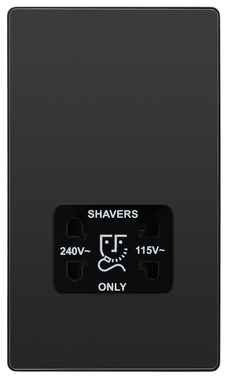 BG Electrical Evolve Black Chrome - 115/240V dual voltage shaver socket