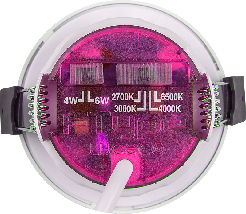 Luceco Elite - FType Elite Fire Rated Downlight 4W/6W 690lm Power Change with 4Colour CCT 2700, 3000, 4000K, 6000K Dimmable IP65 White - Adjustable