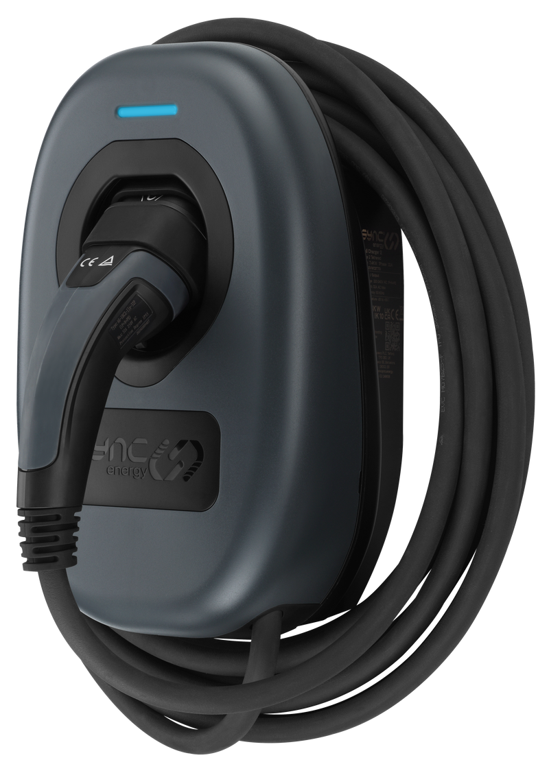 Sync Energy Wall Chargers - EV Tethered Wall Charger 2, Mode 3, 7.4kW - Wi-Fi, Ethernet