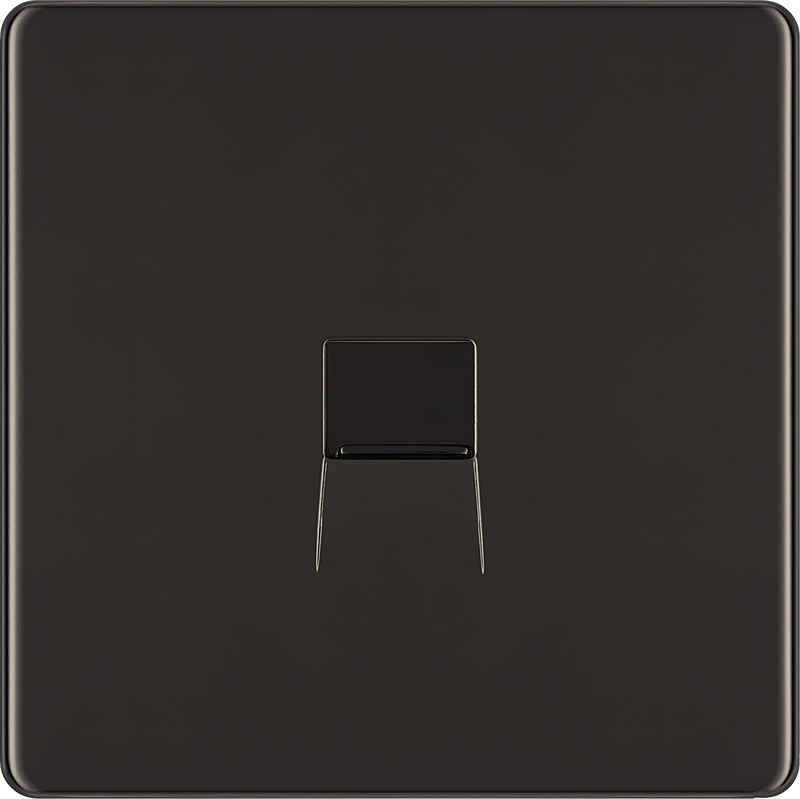 BG Electrical Flatplate Screwless Black Nickel - Single telephone socket, secondary