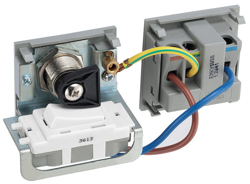 BG Electrical Euro Module - 13A double pole, key controlled socket