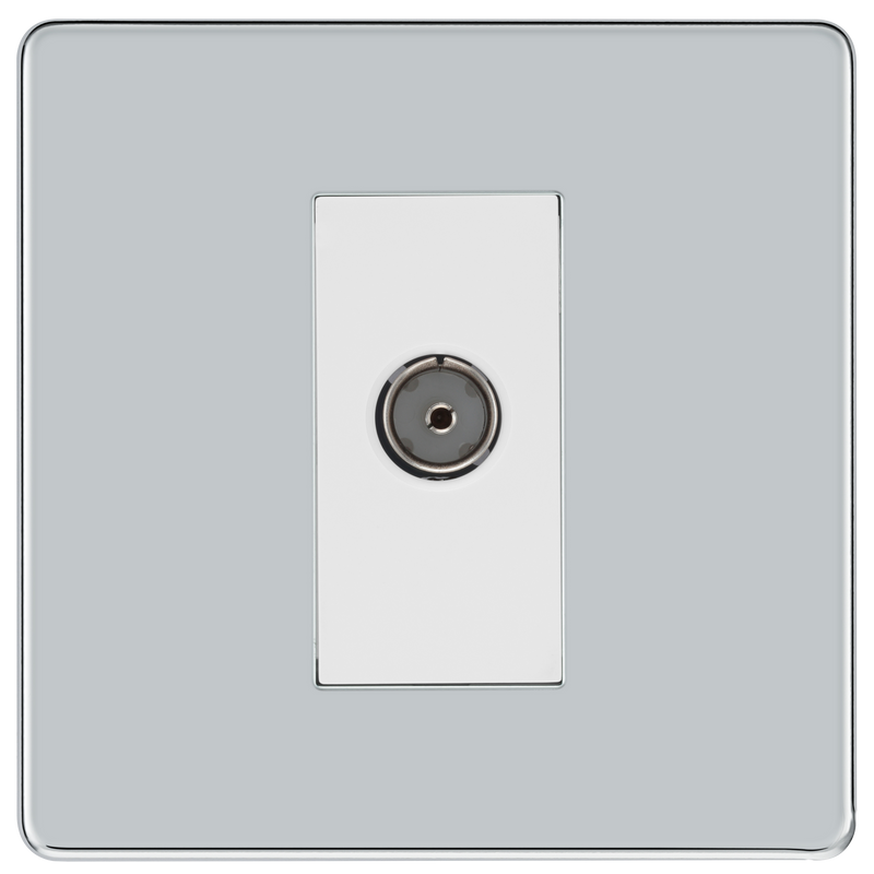 BG Electrical Flatplate Screwless Polished Chrome - Single, isolated, co-axial