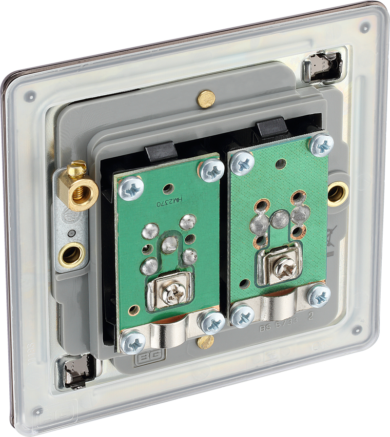 BG Electrical Flatplate Screwless Black Nickel - Double satellite and co-axial