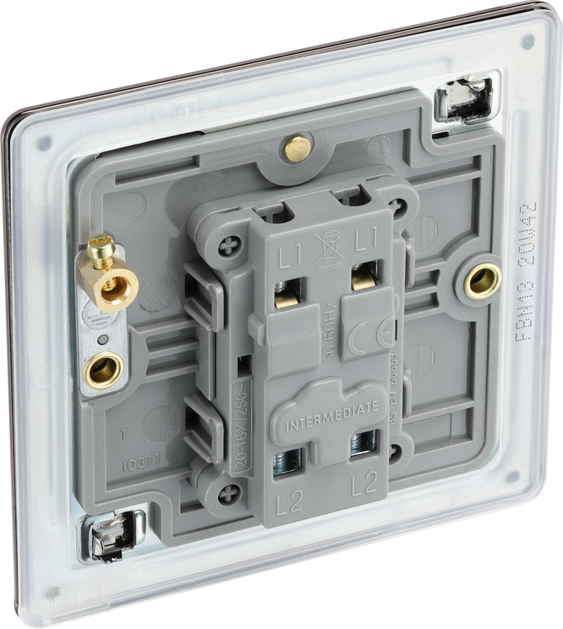 BG Electrical Flatplate Screwless Black Nickel - Intermediate switch