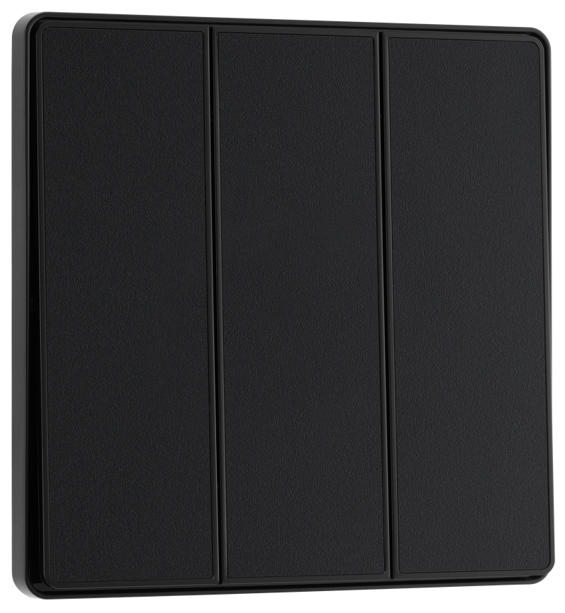 BG Electrical Evolve Matt Black - Triple, 2 way switch, edge rocker