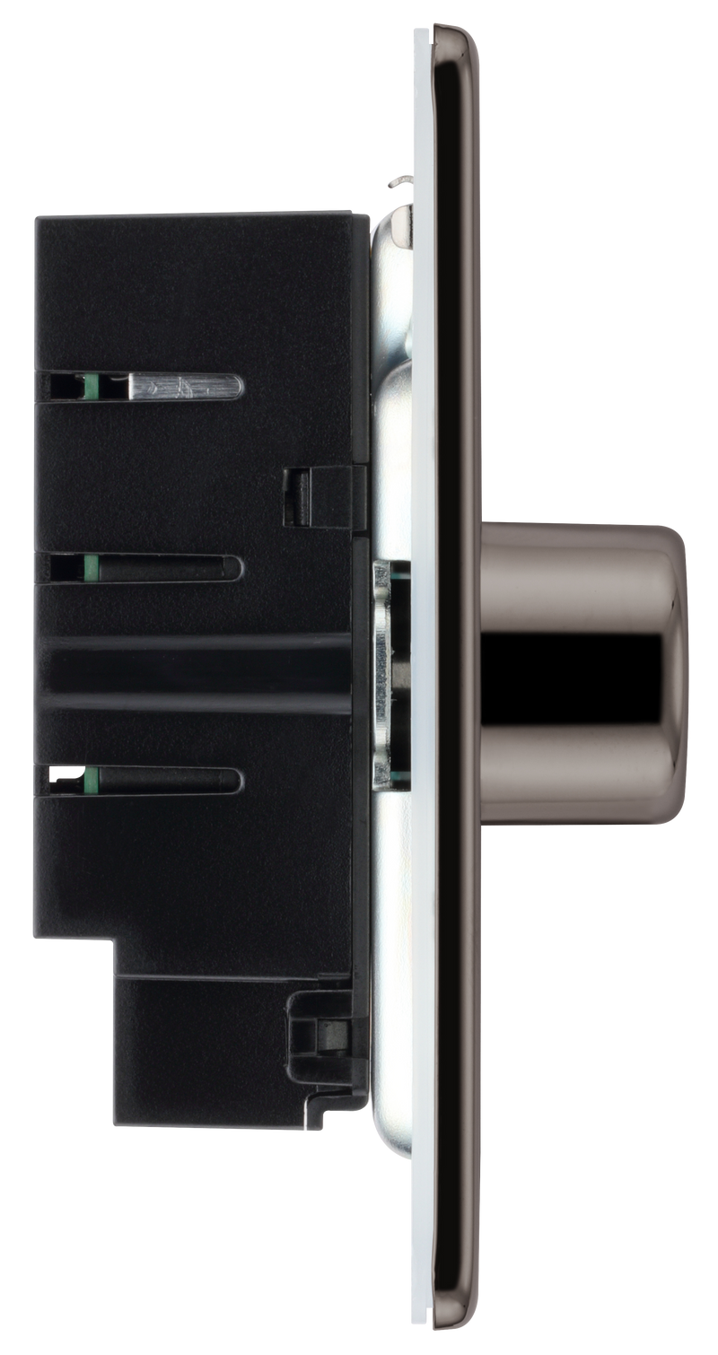 BG Electrical Flatplate Screwless Black Nickel - Single, 2 way push 200W
